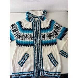 Lightweight Alpca Wool Large Natural fiber hooded sweater with pockets full zip